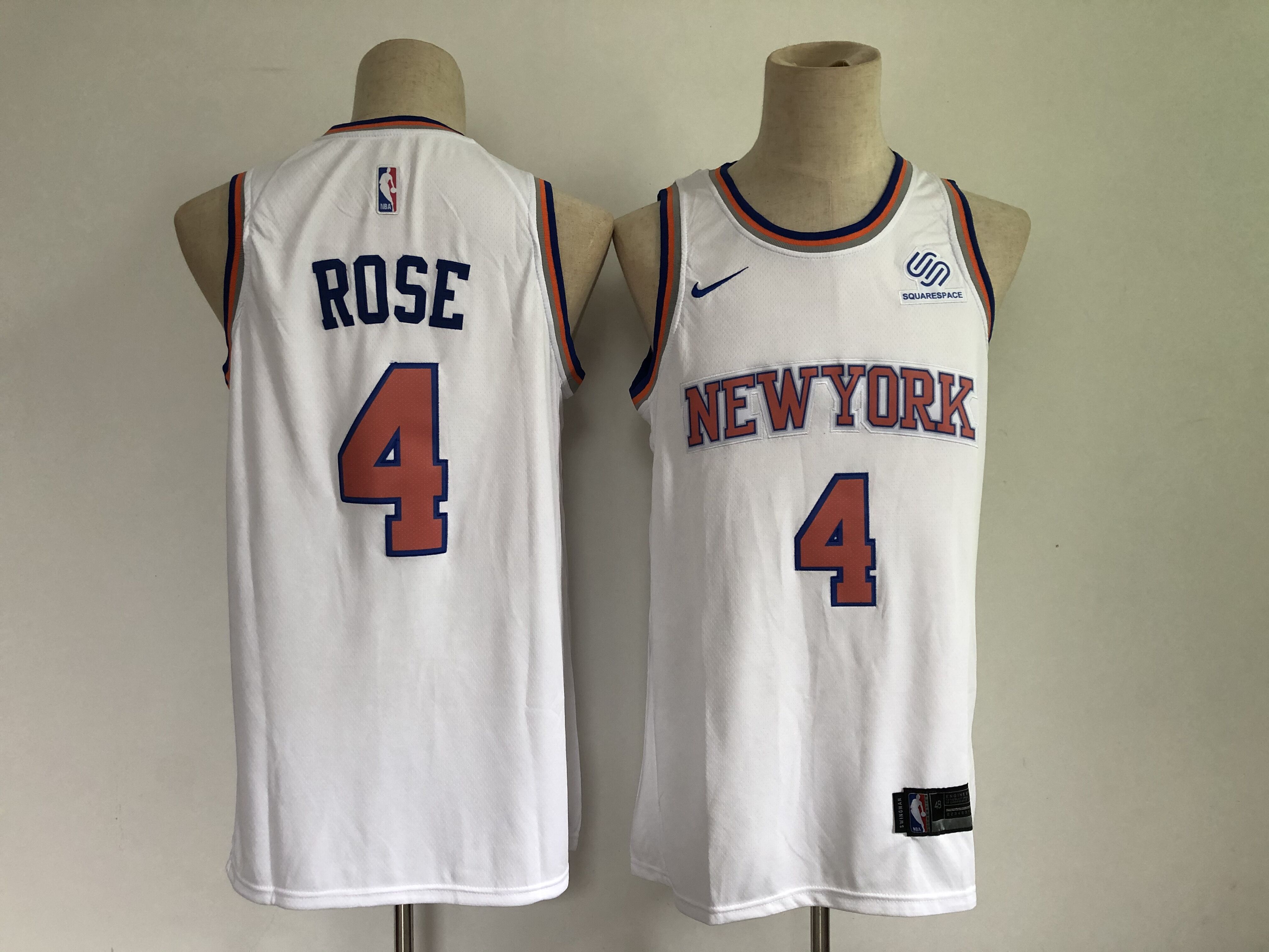 Men New York Knicks #4 Rose White Game Nike 2021 NBA Jersey